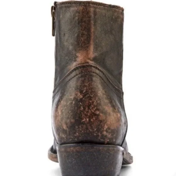 Free People Frye Billy Inside Zip Boot Distressed Black Leather Pointy Toe - Picture 12 of 13